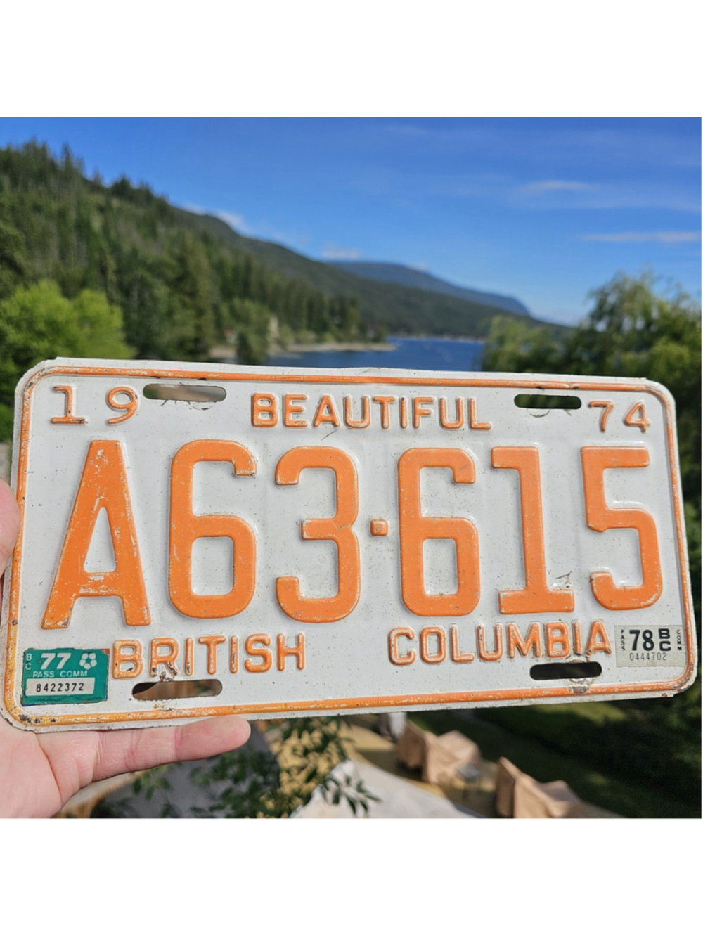 1974 British Columbia COMMERCIAL License Plate A63-615 Vintage BC Canada